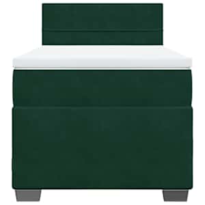 Box spring postel s matrací tmavě zelená 100x200 cm samet - obrázek 4