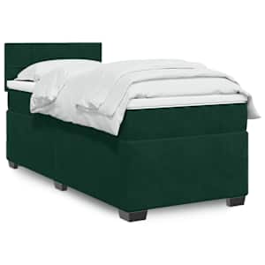 Box spring postel s matrací tmavě zelená 100x200 cm samet - obrázek 1