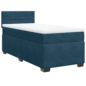 Box spring postel s matrací tmavě modrá 100x200 cm samet - obrázek 2
