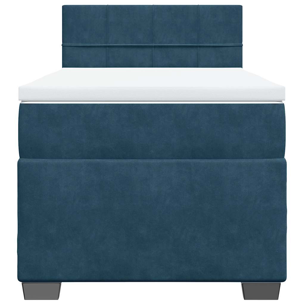 vidaXL Boxspring met matras fluweel donkerblauw 100x200 cm blauw, foto 4