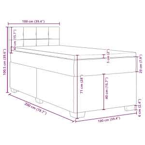 Box spring postel s matrací tmavě modrá 100x200 cm samet - obrázek 13