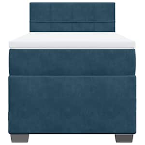 Box spring postel s matrací tmavě modrá 100x200 cm samet - obrázek 4