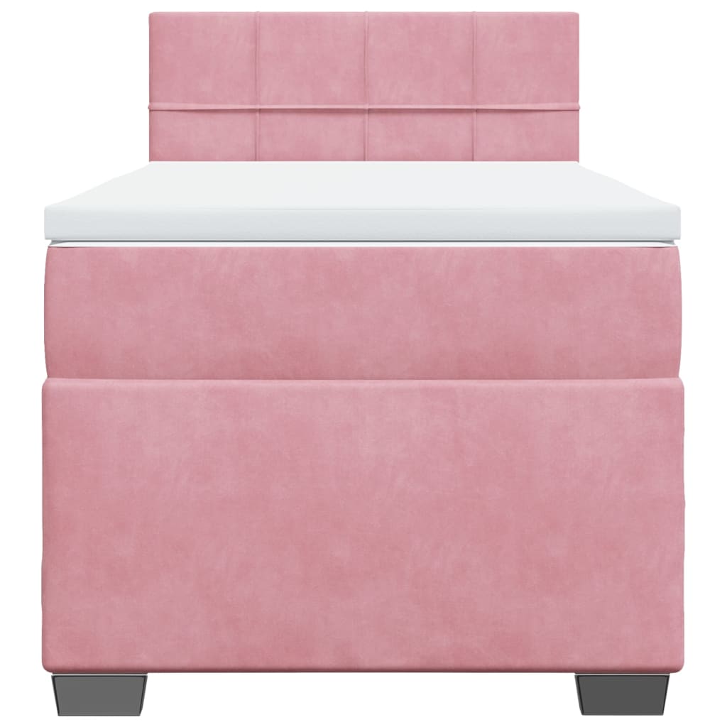 vidaXL Boxspring met matras fluweel roze 100x200 cm, foto 4