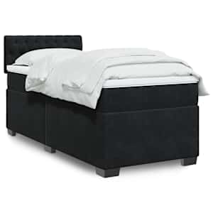 Box spring postel s matrací černá 100x200 cm samet - obrázek 1