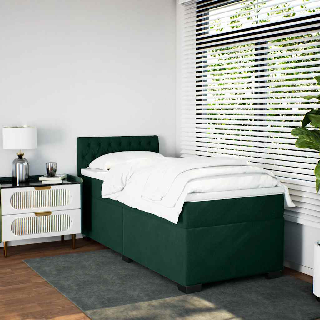 vidaXL Boxspring met matras fluweel donkergroen 100x200 cm groen, foto 2