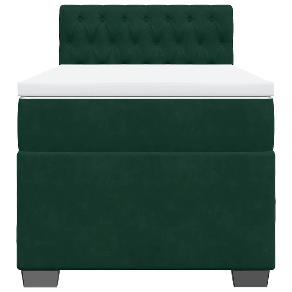 vidaXL Boxspring met matras fluweel donkergroen 100x200 cm groen, foto 4