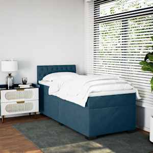 Box spring postel s matrací tmavě modrá 100x200 cm samet - obrázek 3