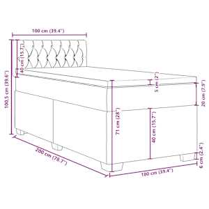 Box spring postel s matrací tmavě modrá 100x200 cm samet - obrázek 13