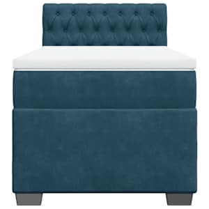 Box spring postel s matrací tmavě modrá 100x200 cm samet - obrázek 4