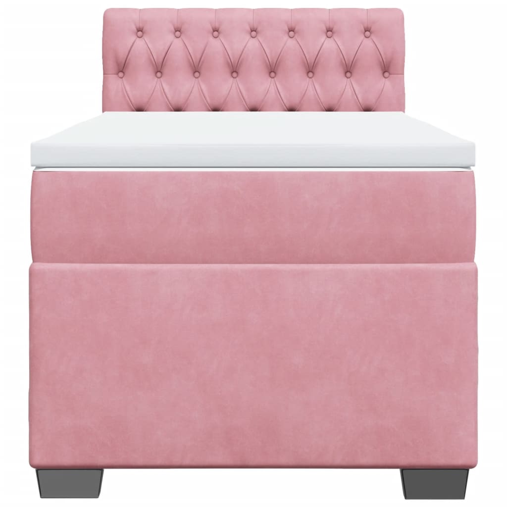 vidaXL Boxspring met matras fluweel roze 100x200 cm, foto 4
