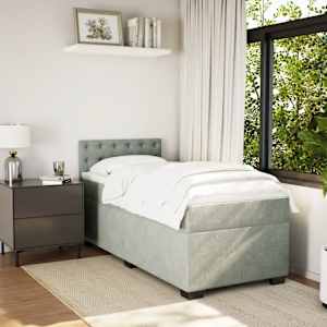 Box spring postel s matrací světle šedá 100x200 cm samet - obrázek 3