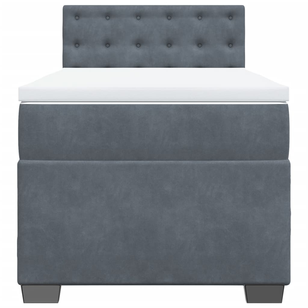 vidaXL Boxspring met matras fluweel donkergrijs 100x200 cm grijs, foto 4