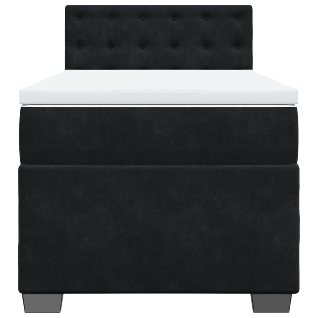 vidaXL Boxspring met matras fluweel zwart 100x200 cm, foto 4