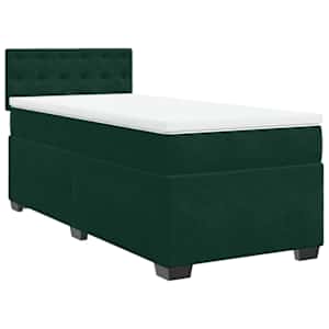 Box spring postel s matrací tmavě zelená 100x200 cm samet - obrázek 2