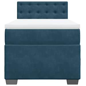 Box spring postel s matrací tmavě modrá 100x200 cm samet - obrázek 4