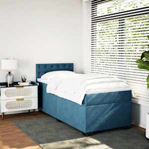 vidaXL Sommier à lattes de lit avec matelas Bleu foncé 100x200 cm