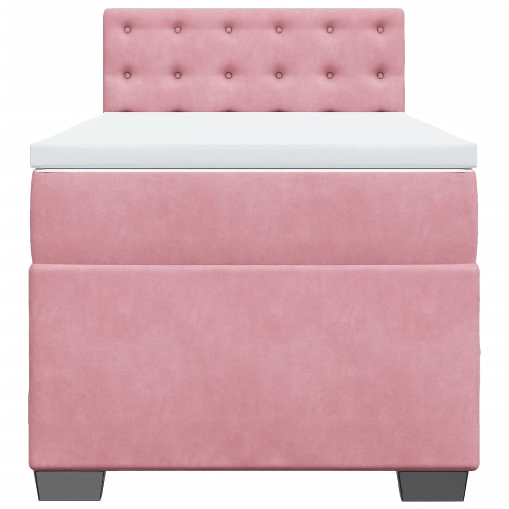 vidaXL Boxspring met matras fluweel roze 100x200 cm, foto 4
