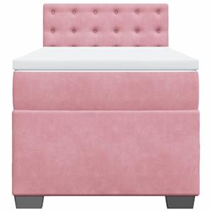 Box spring postel s matrací růžová 100x200 cm samet - obrázek 4