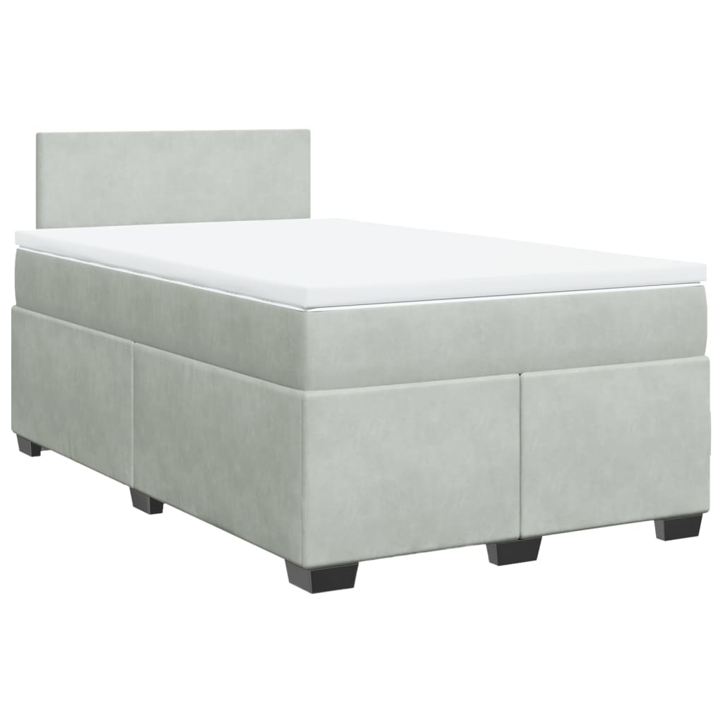 vidaXL Boxspring met matras fluweel lichtgrijs 120x190 cm grijs, foto 3