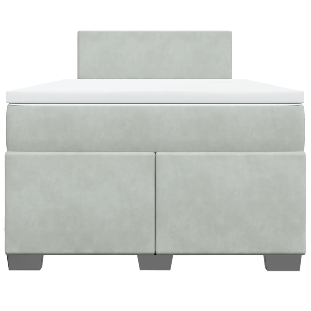 vidaXL Boxspring met matras fluweel lichtgrijs 120x190 cm grijs, foto 4