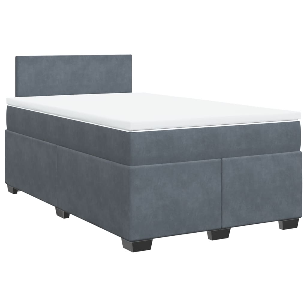 vidaXL Boxspring met matras fluweel donkergrijs 120x190 cm grijs, foto 3