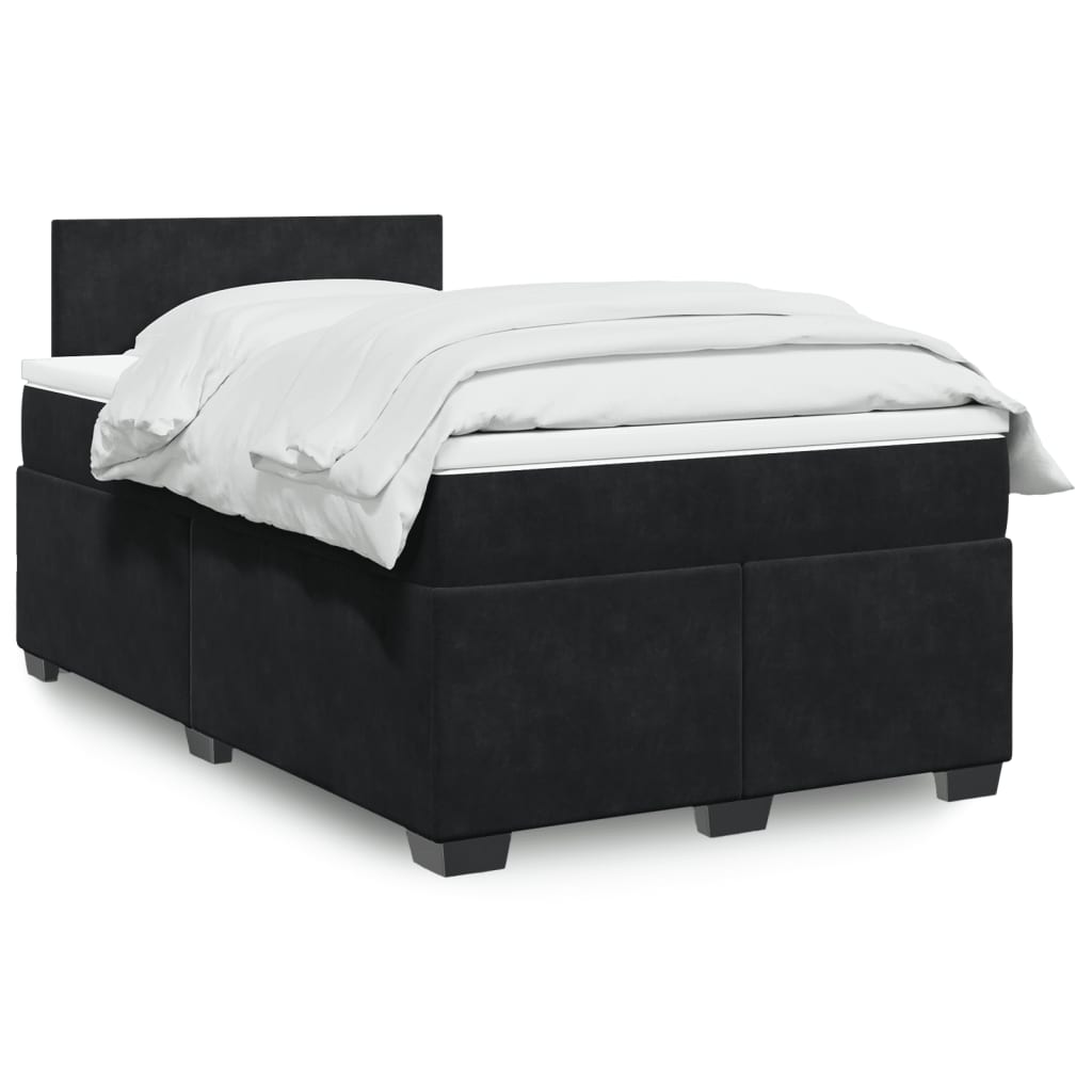 vidaXL Boxspringbett mit Matratze Schwarz 120x190 cm Samt