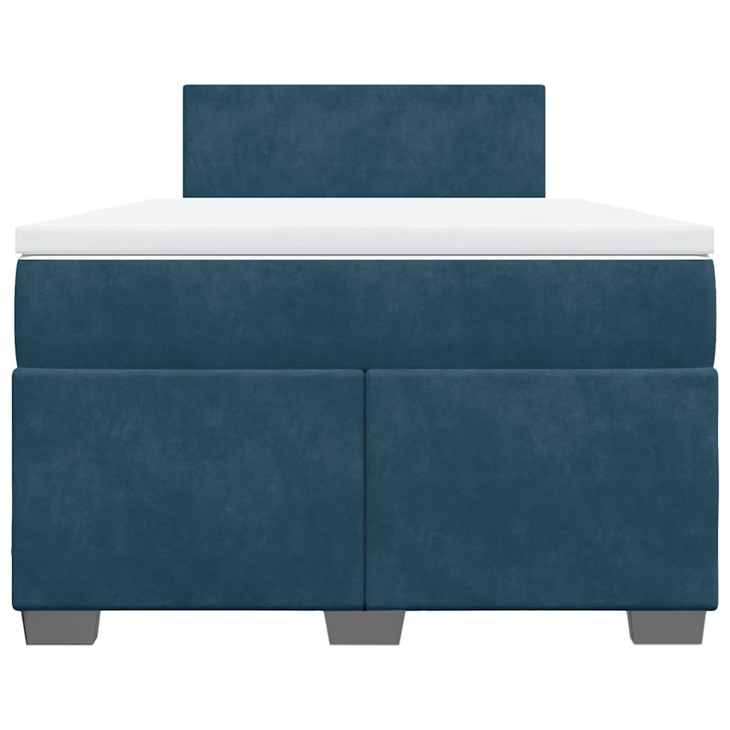 vidaXL Boxspring met matras fluweel donkerblauw 120x190 cm blauw, foto 4