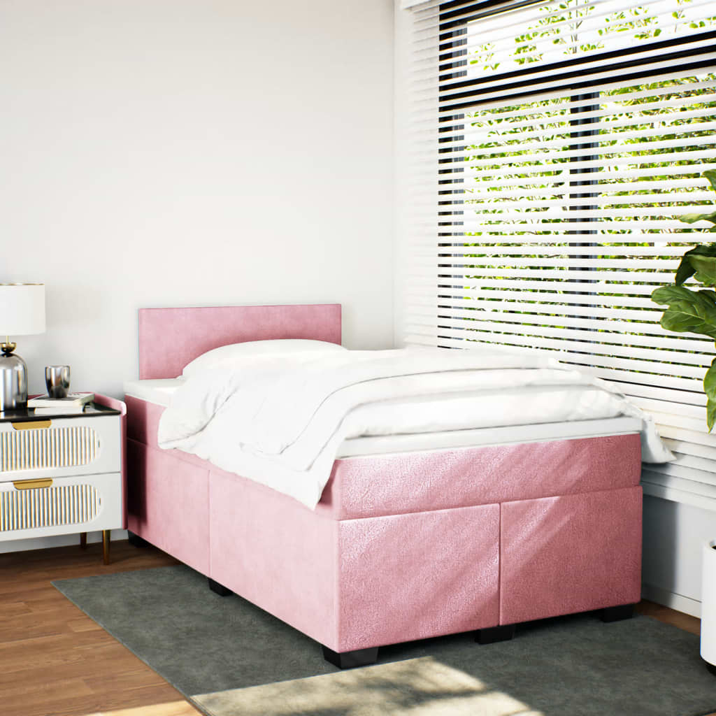 Thumbnail - vidaXL Boxspringbett mit Matratze Rosa 120x190 cm Samt