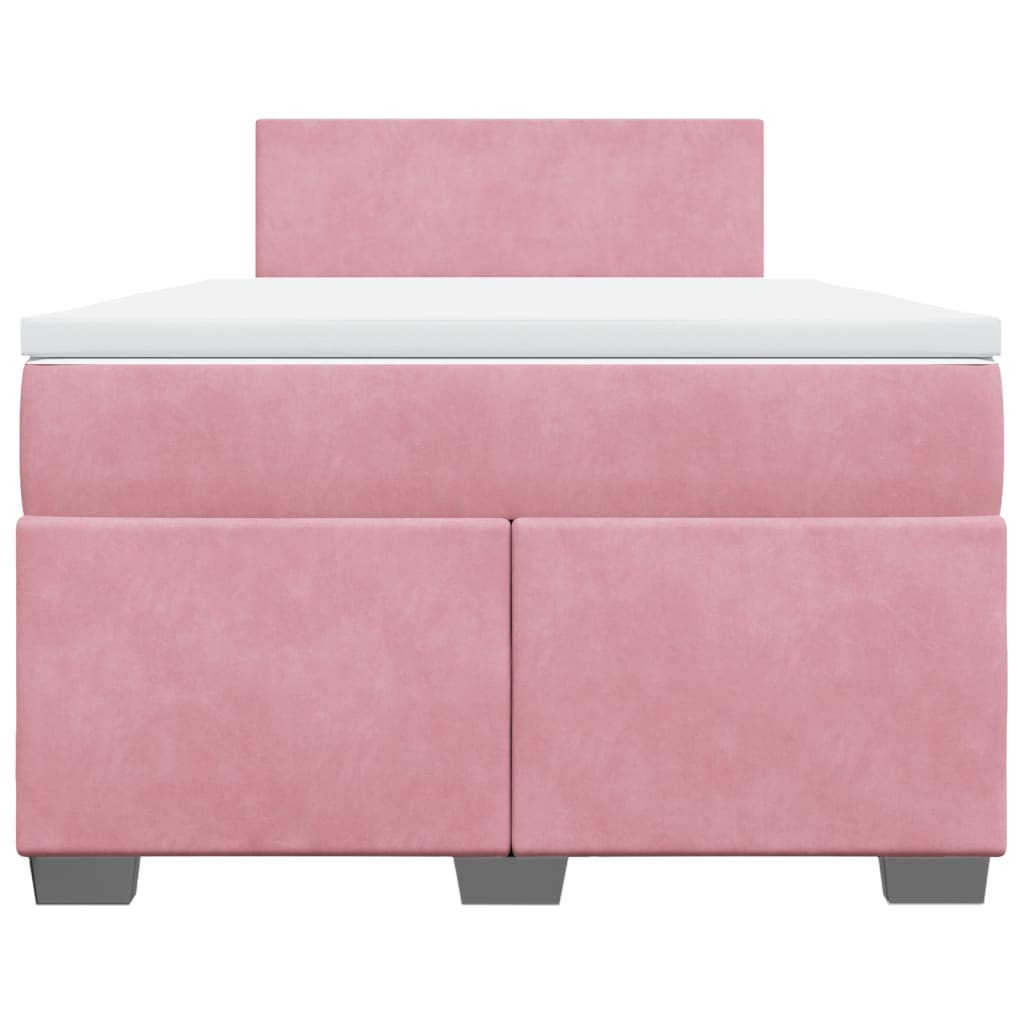 vidaXL Boxspring met matras fluweel roze 120x190 cm, foto 4
