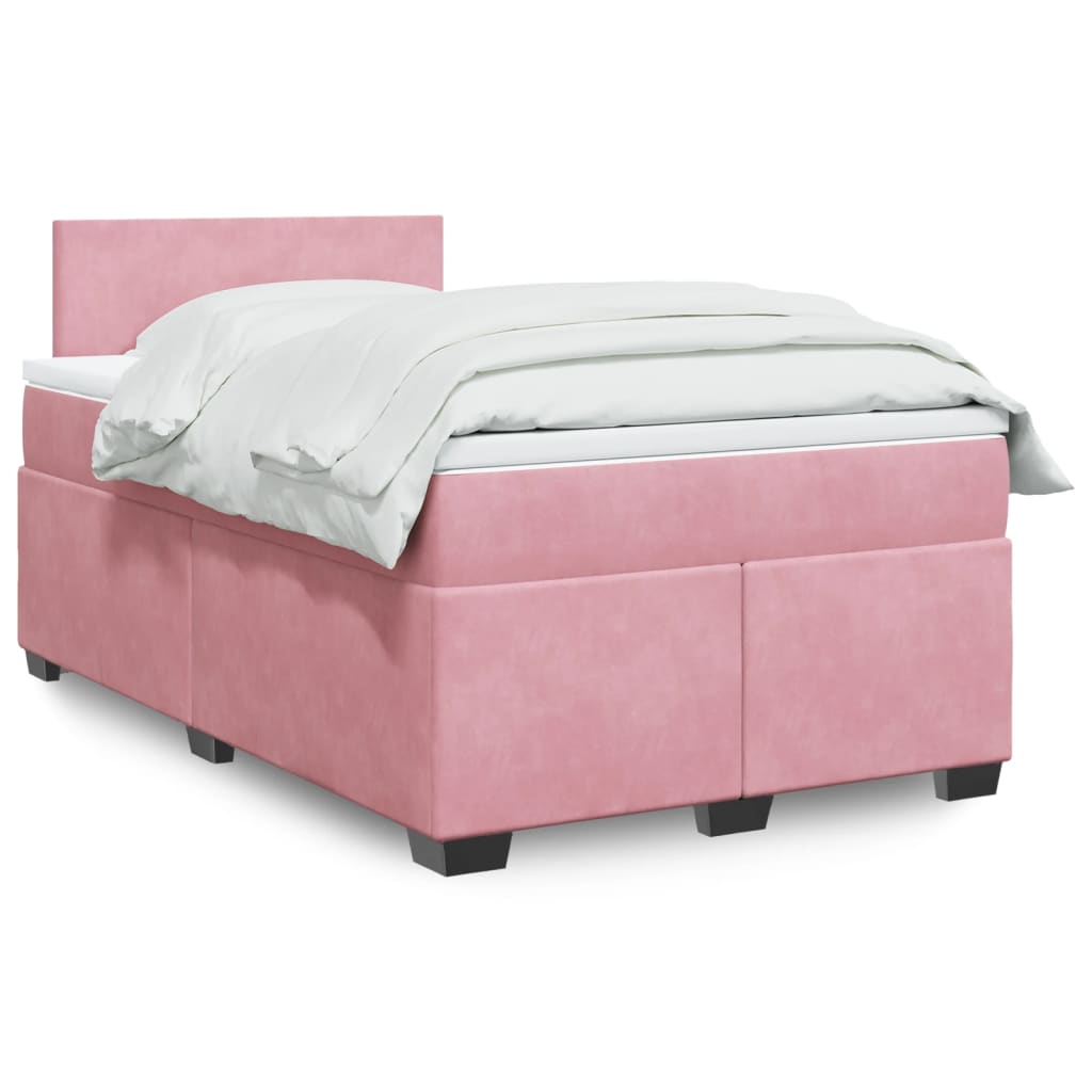 Boxspringbett mit Matratze Rosa 120×190 cm Samt