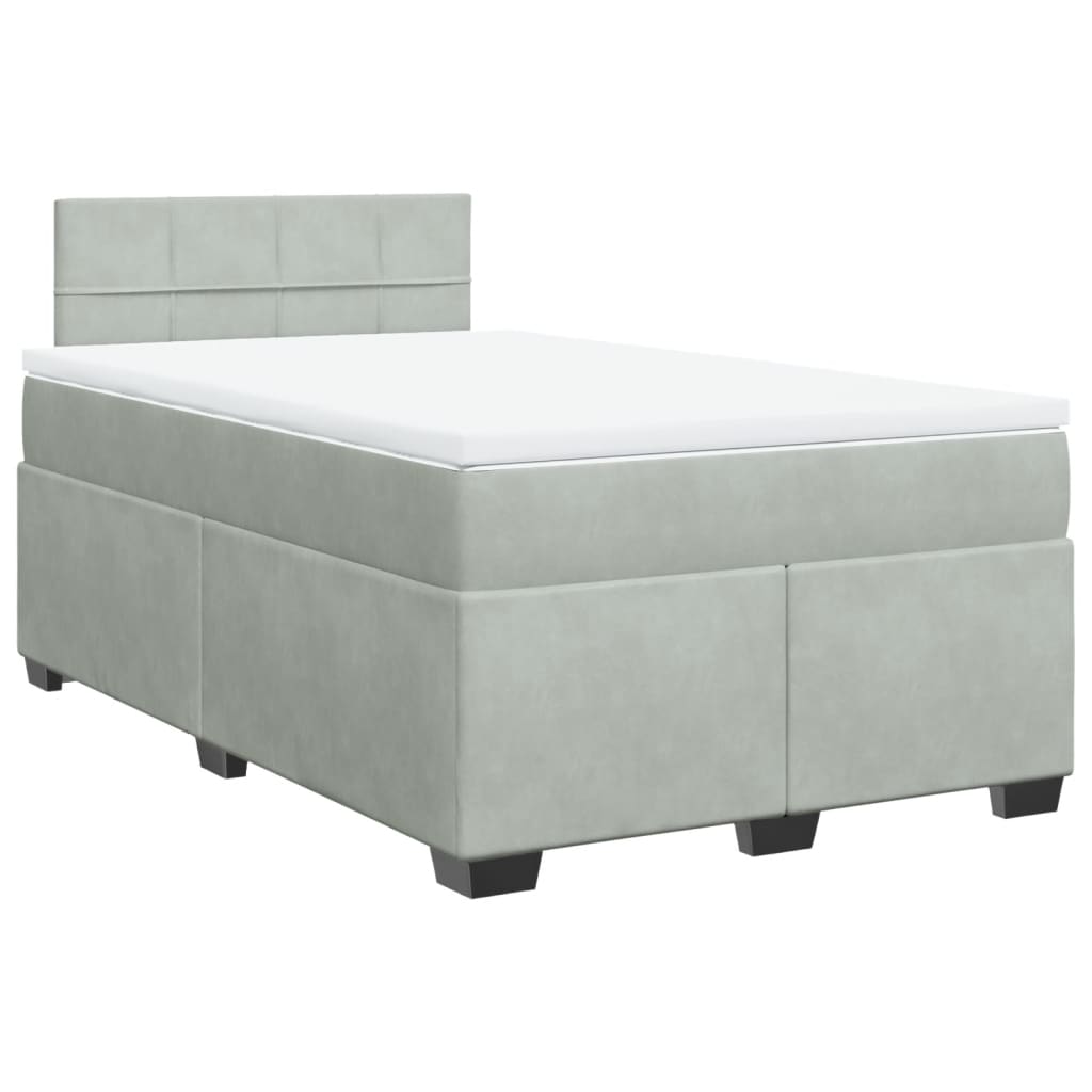 vidaXL Boxspring met matras fluweel lichtgrijs 120x190 cm grijs, foto 3