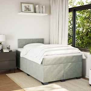 Box spring postel s matrací světle šedá 120x190 cm samet - obrázek 3