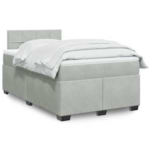 Box spring postel s matrací světle šedá 120x190 cm samet - obrázek 1