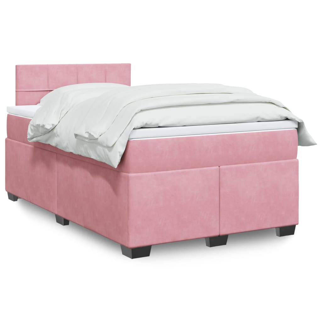 Boxspringbett mit Matratze Rosa 120×190 cm Samt