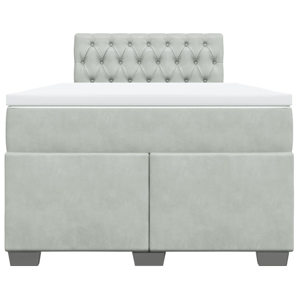 vidaXL Boxspring met matras fluweel lichtgrijs 120x190 cm grijs, foto 4