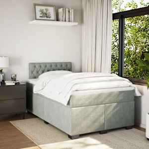 Box spring postel s matrací světle šedá 120x190 cm samet - obrázek 3