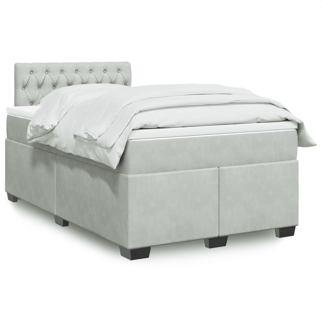 Thumbnail - vidaXL Boxspringbett mit Matratze Hellgrau 120x190 cm Samt