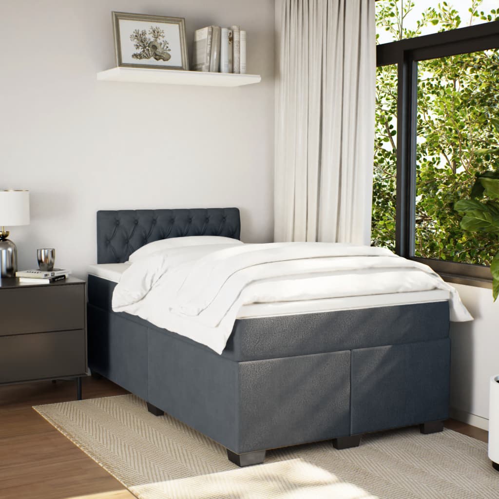 vidaXL Boxspring met matras fluweel donkergrijs 120x190 cm afbeelding