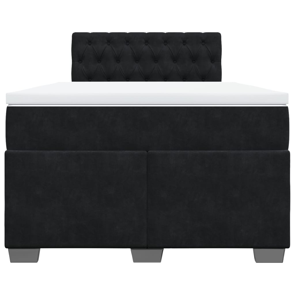 vidaXL Boxspring met matras fluweel zwart 120x190 cm, foto 4