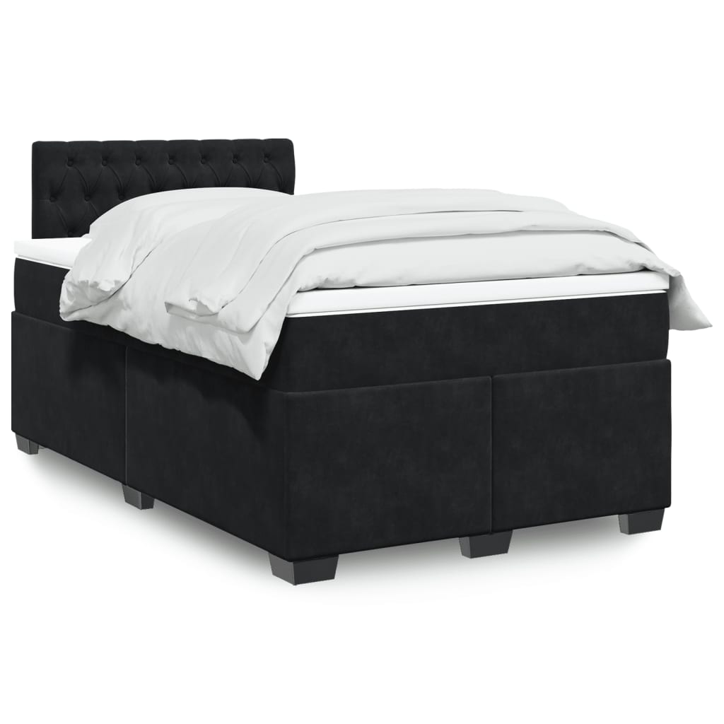 Boxspringbett mit Matratze Schwarz 120×190 cm Samt