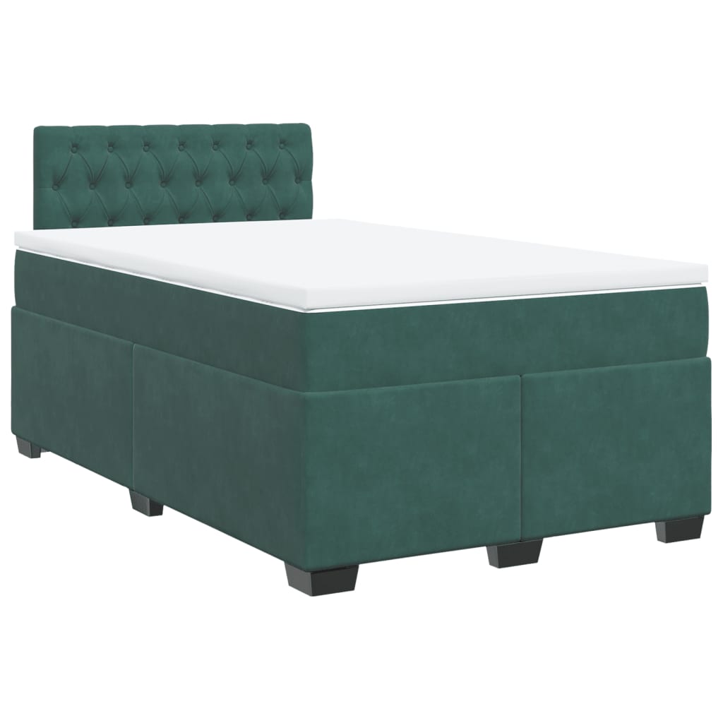 Thumbnail - vidaXL Boxspringbett mit Matratze Dunkelgrün 120x190 cm Samt