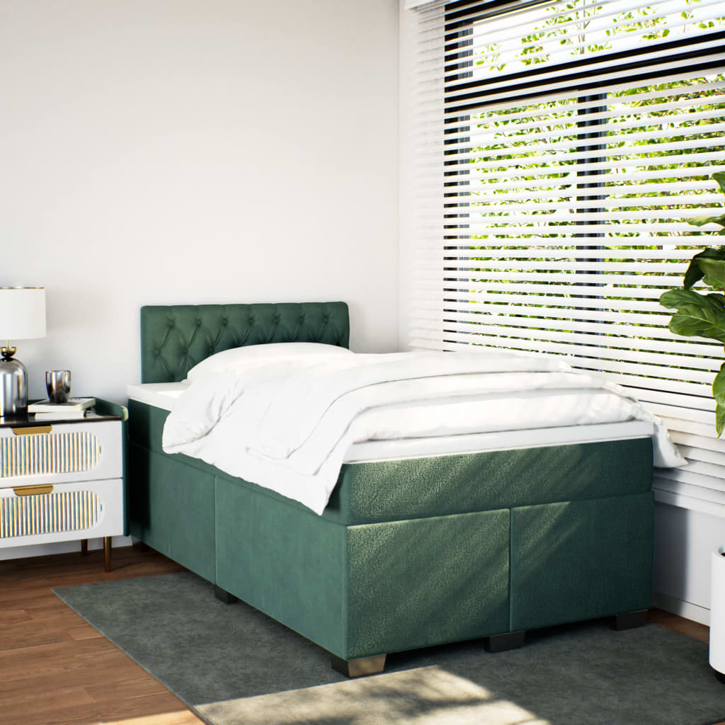 Thumbnail - vidaXL Boxspringbett mit Matratze Dunkelgrün 120x190 cm Samt