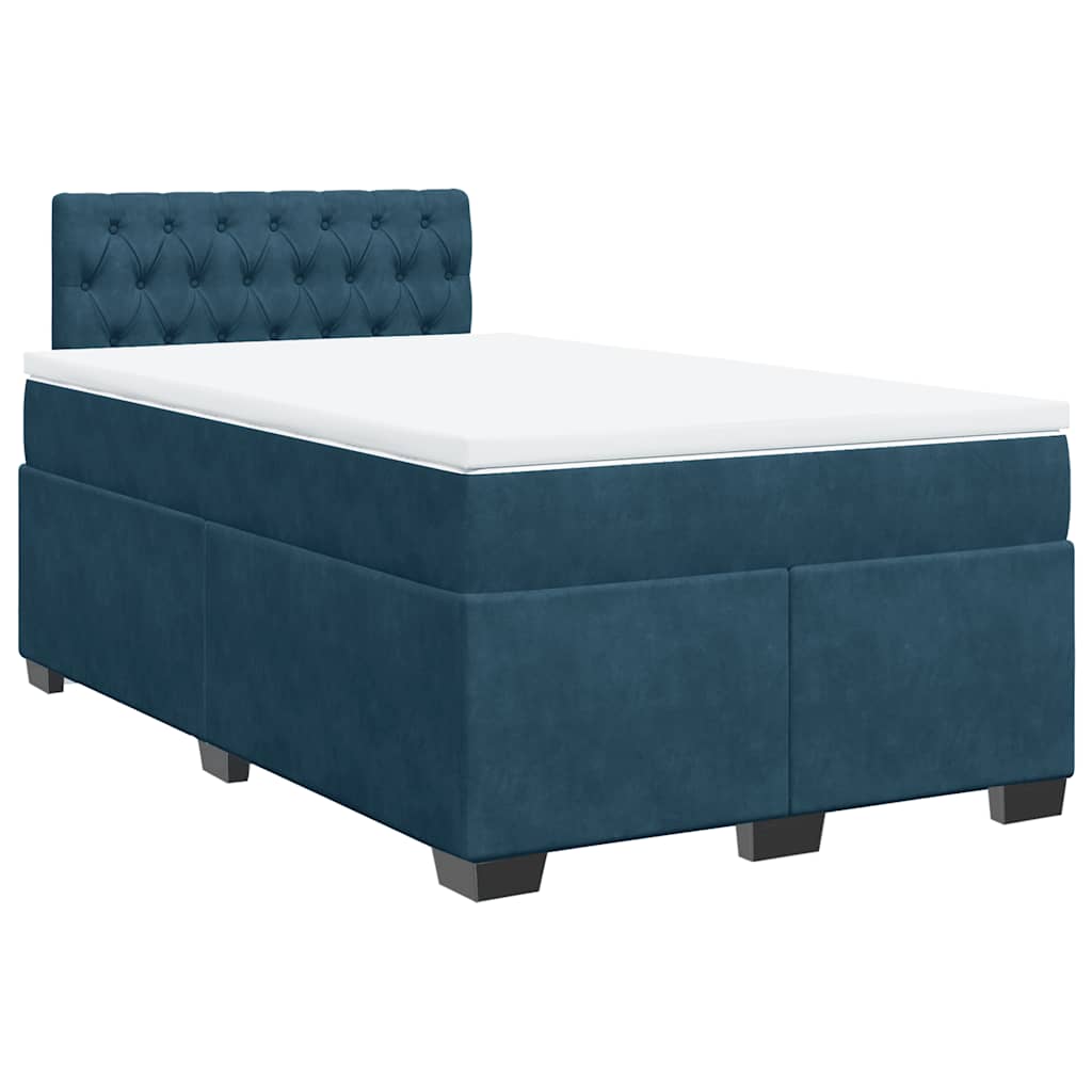 vidaXL Boxspring met matras fluweel donkerblauw 120x190 cm blauw, foto 2