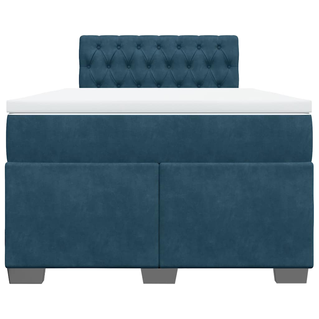 vidaXL Boxspring met matras fluweel donkerblauw 120x190 cm blauw, foto 4
