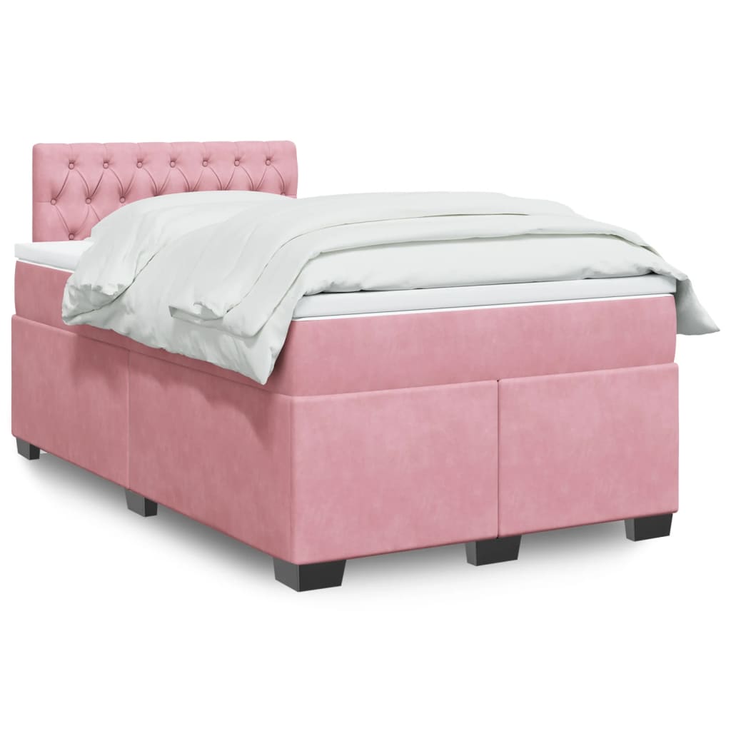 vidaXL Boxspringbett mit Matratze Rosa 120x190 cm Samt