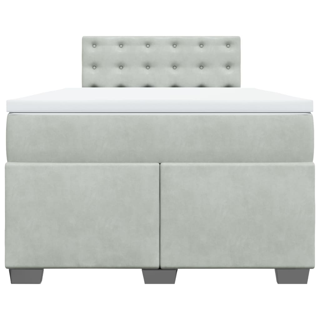 vidaXL Boxspring met matras fluweel lichtgrijs 120x190 cm grijs, foto 4