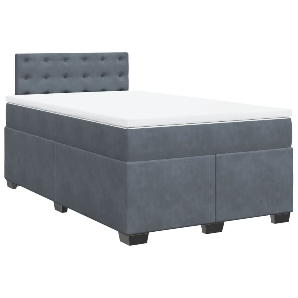 vidaXL Boxspring met matras fluweel donkergrijs 120x190 cm grijs, foto 3