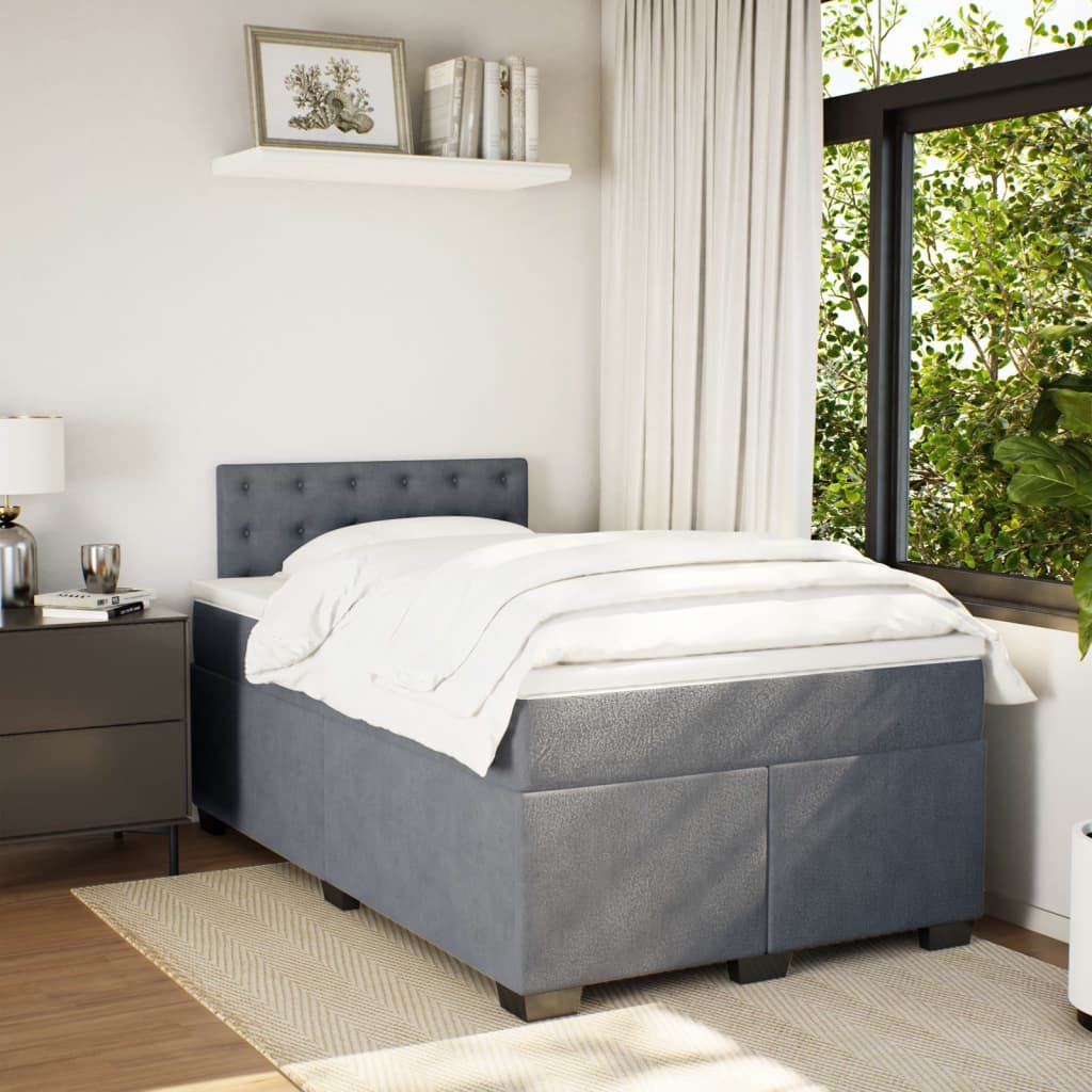 Thumbnail - vidaXL Boxspringbett mit Matratze Dunkelgrau 120x190 cm Samt