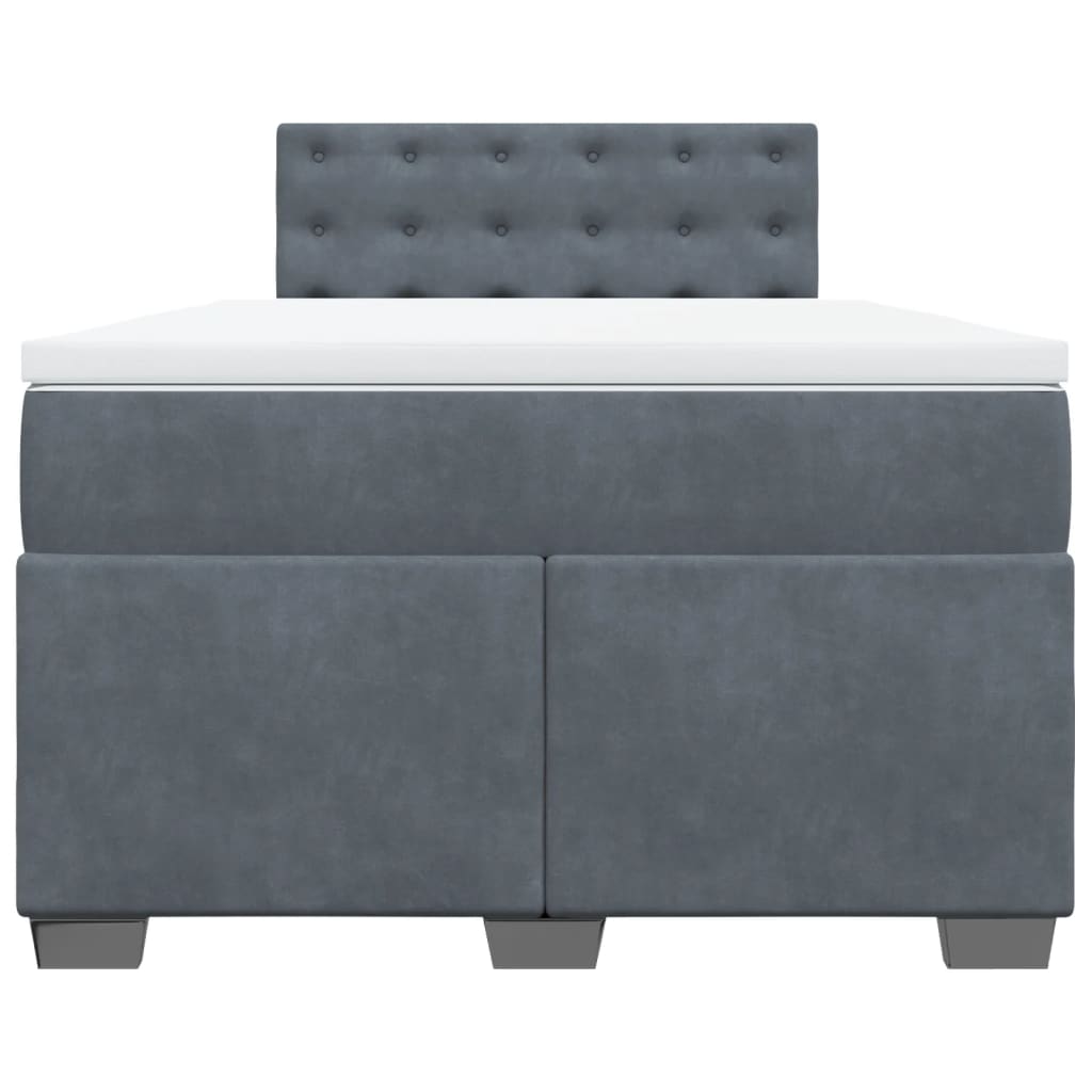 vidaXL Boxspring met matras fluweel donkergrijs 120x190 cm grijs, foto 4