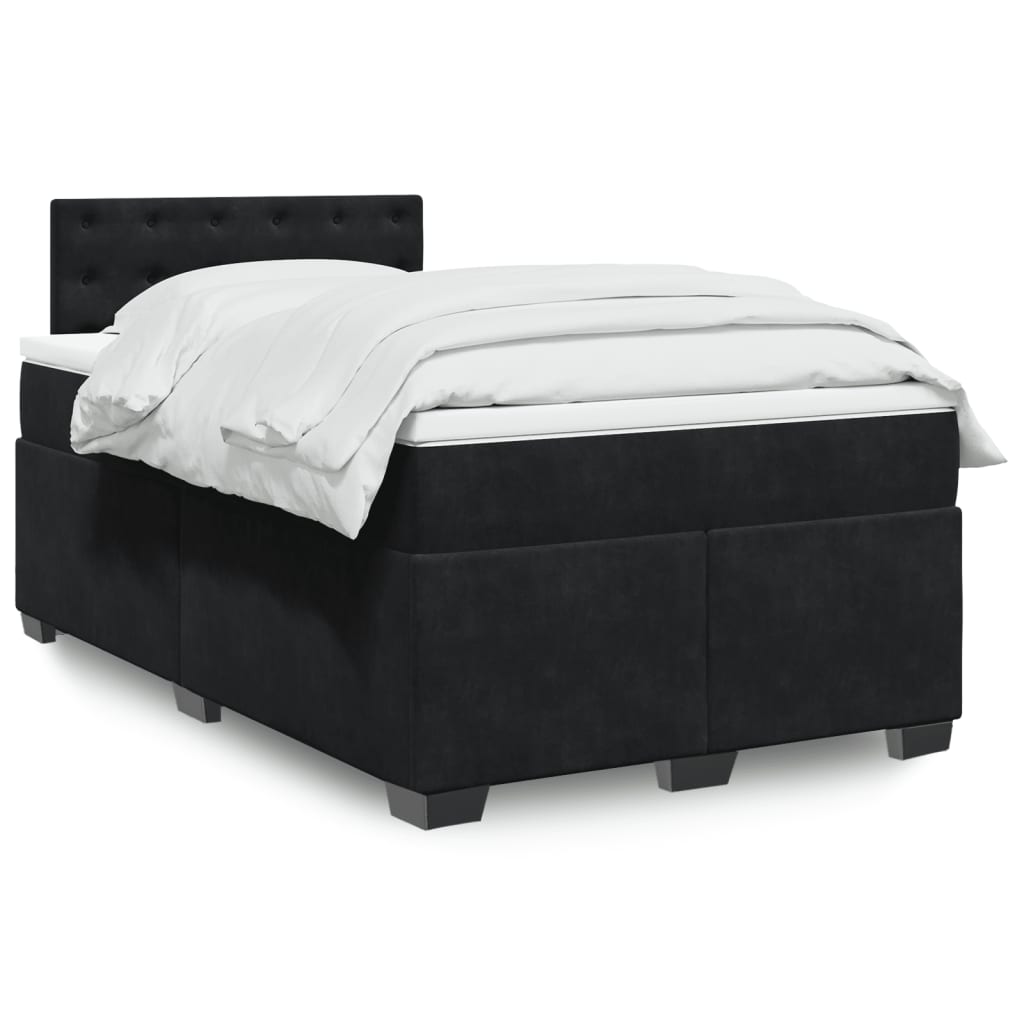 Boxspringbett mit Matratze Schwarz 120×190 cm Samt